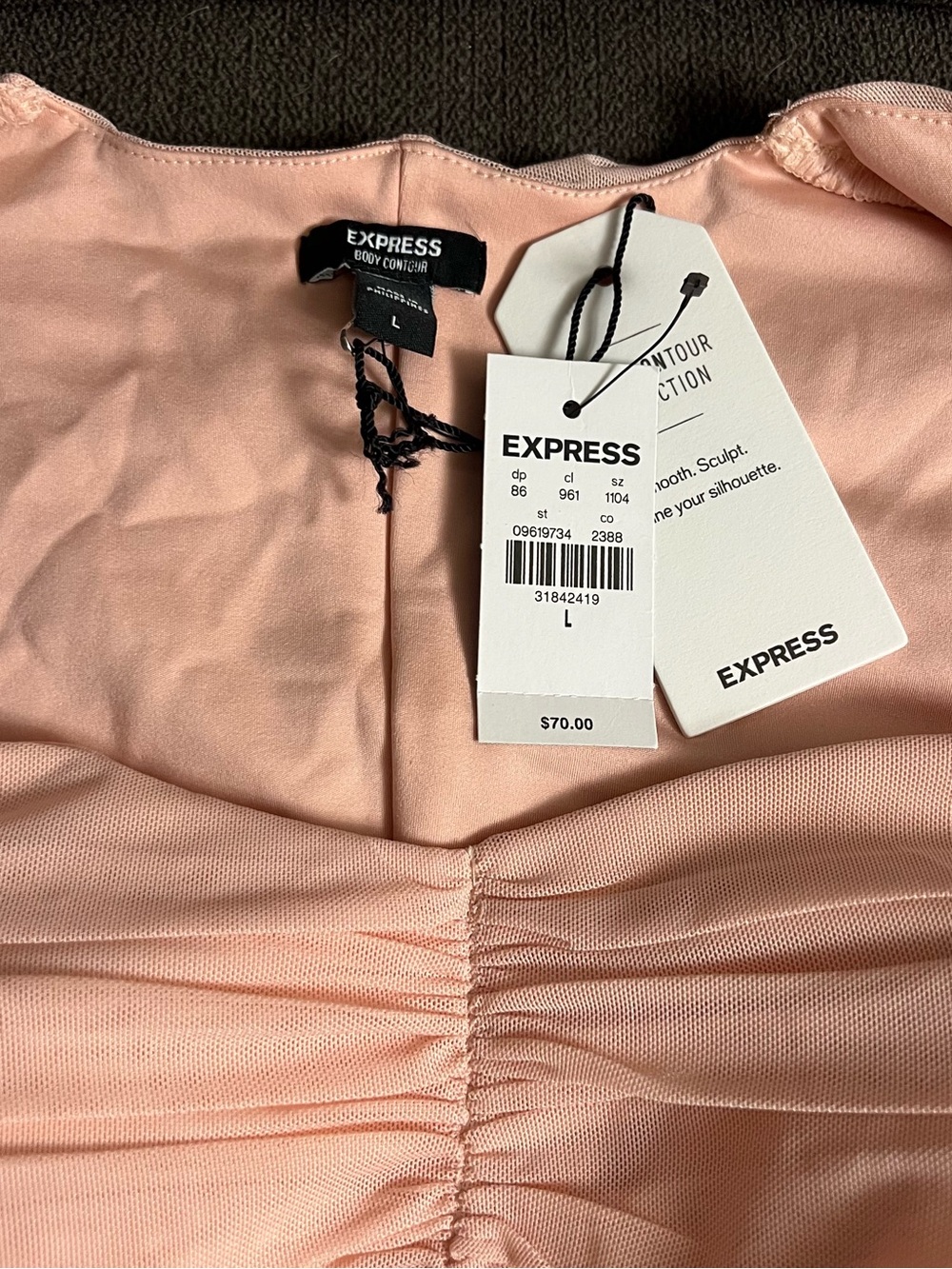 Express Strapless Bodycon Top in Blush Pink